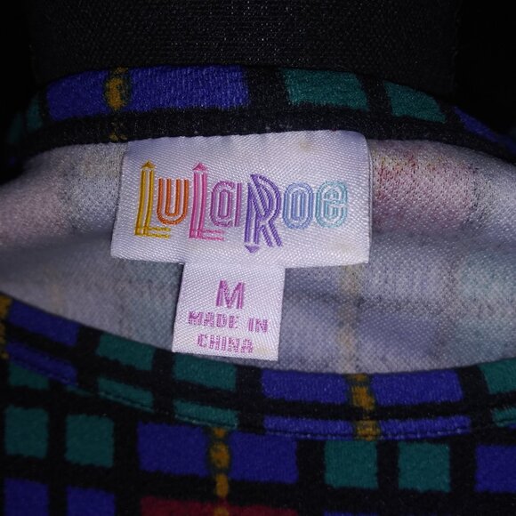 Lularoe Carly Dress Red Blue Plaid Checkered Short Sleeve Dress Size Med - Picture 3 of 8